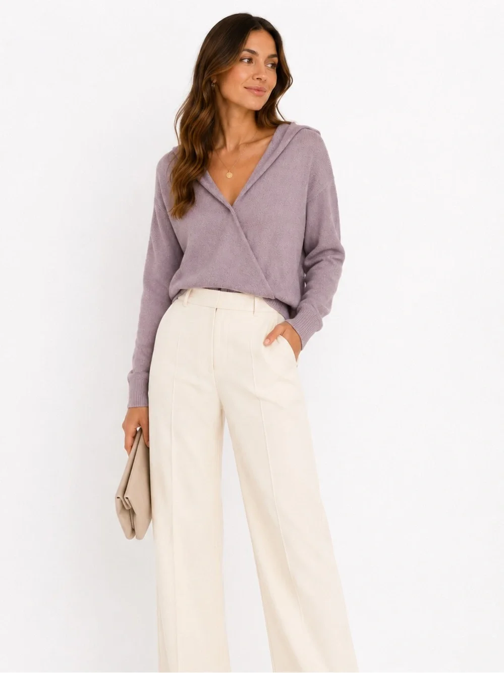 ASTR The Label Lilac Sweater Medium Soft Knit Cozy Pullover Wool Blend